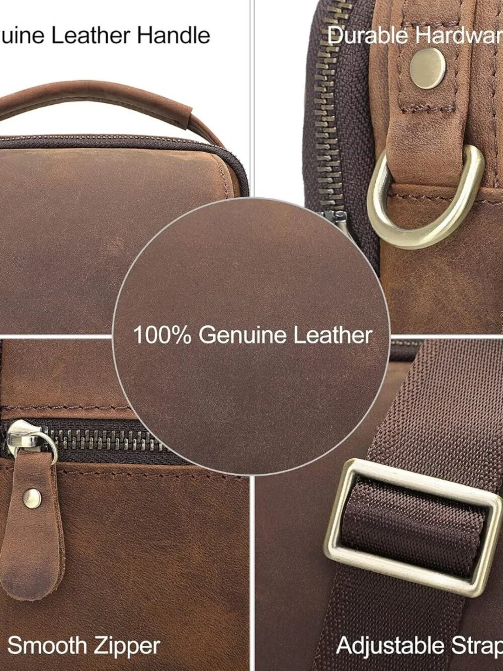 Men's Brown Leather Shoulder Sling Travel Crossbody Stylish Magnetic Buckle Bag
